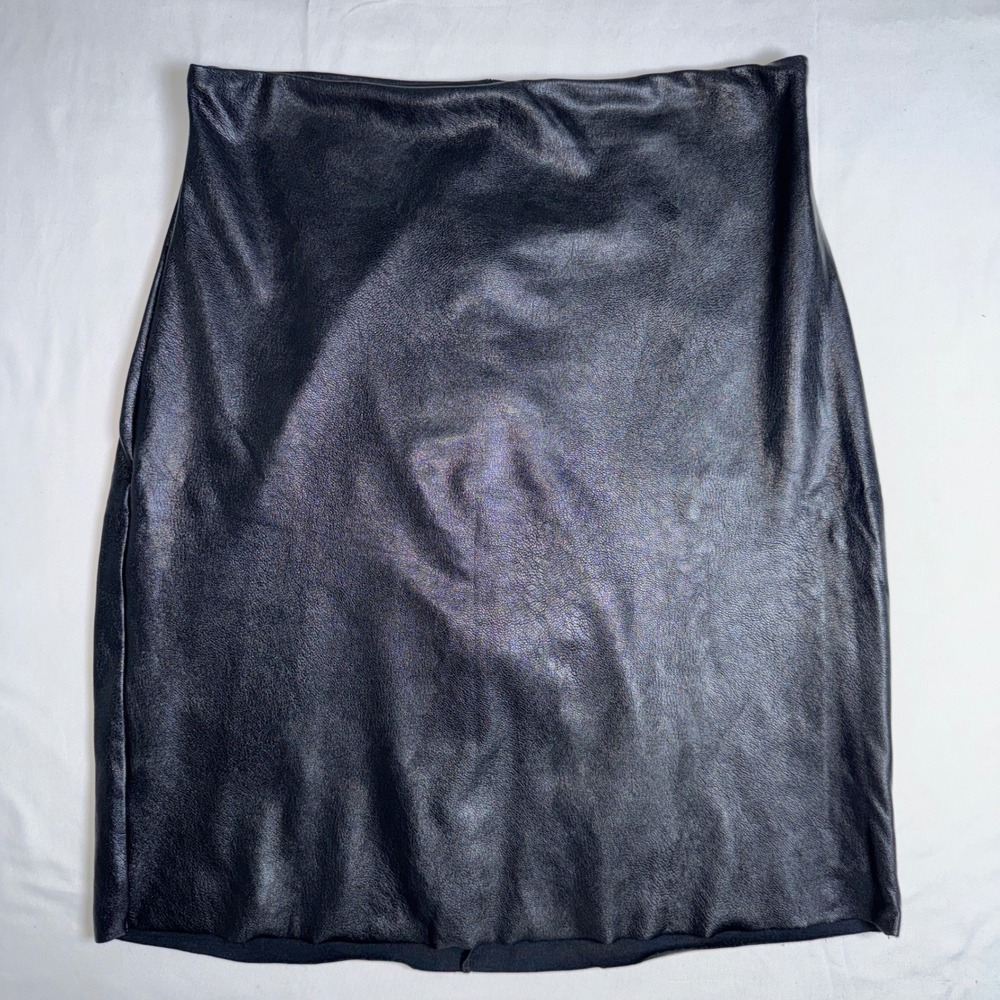 Commando Faux Leather Mini Skirt Black High Waisted Control Short SLK06 Large